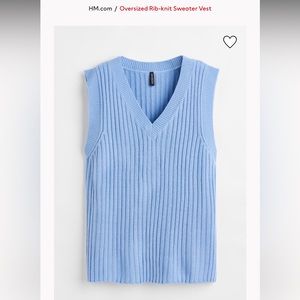 H&M Oversized Rib-knit Sweater Vest Baby Blue